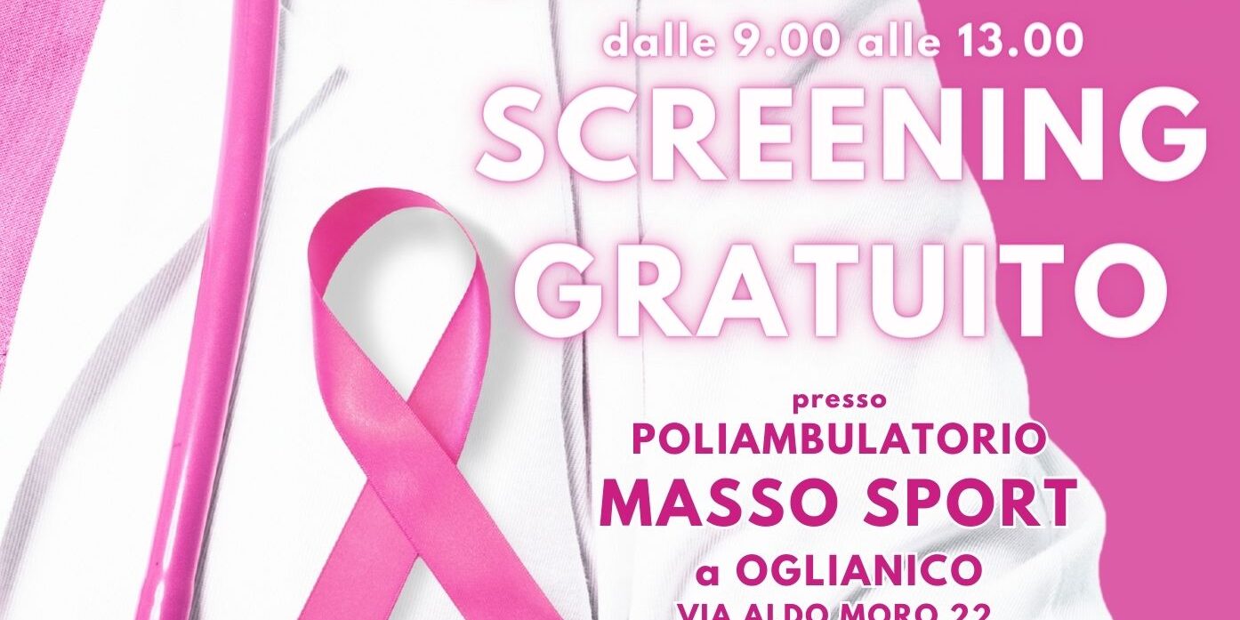 EVENTO 02.07.23 SCREENING GRATUITO SENO Poliambulatori medici JERVIS22 Ivrea e MASSO SPORT Oglianico 2022 (138 × 198 mm)